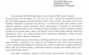 Na zdjęciu widać życzenia Pani Krystyny Danileckiej-Wojewódzkiej - Prezydenta Miasta Słupska skierowane do Dyrektorów Szkół, Nauczycieli, Pracowników i Przyjaciół Oświaty oraz Rodziców i Uczniów z okazji zakończenia roku szkolnego.